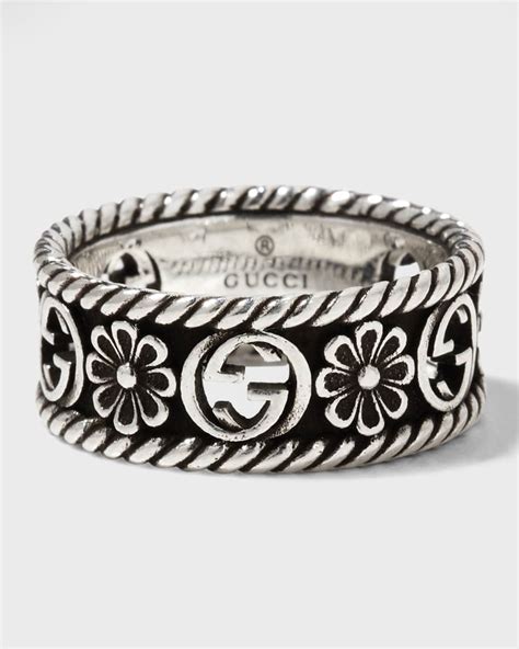 gucci silver flower ring|gucci flip ring.